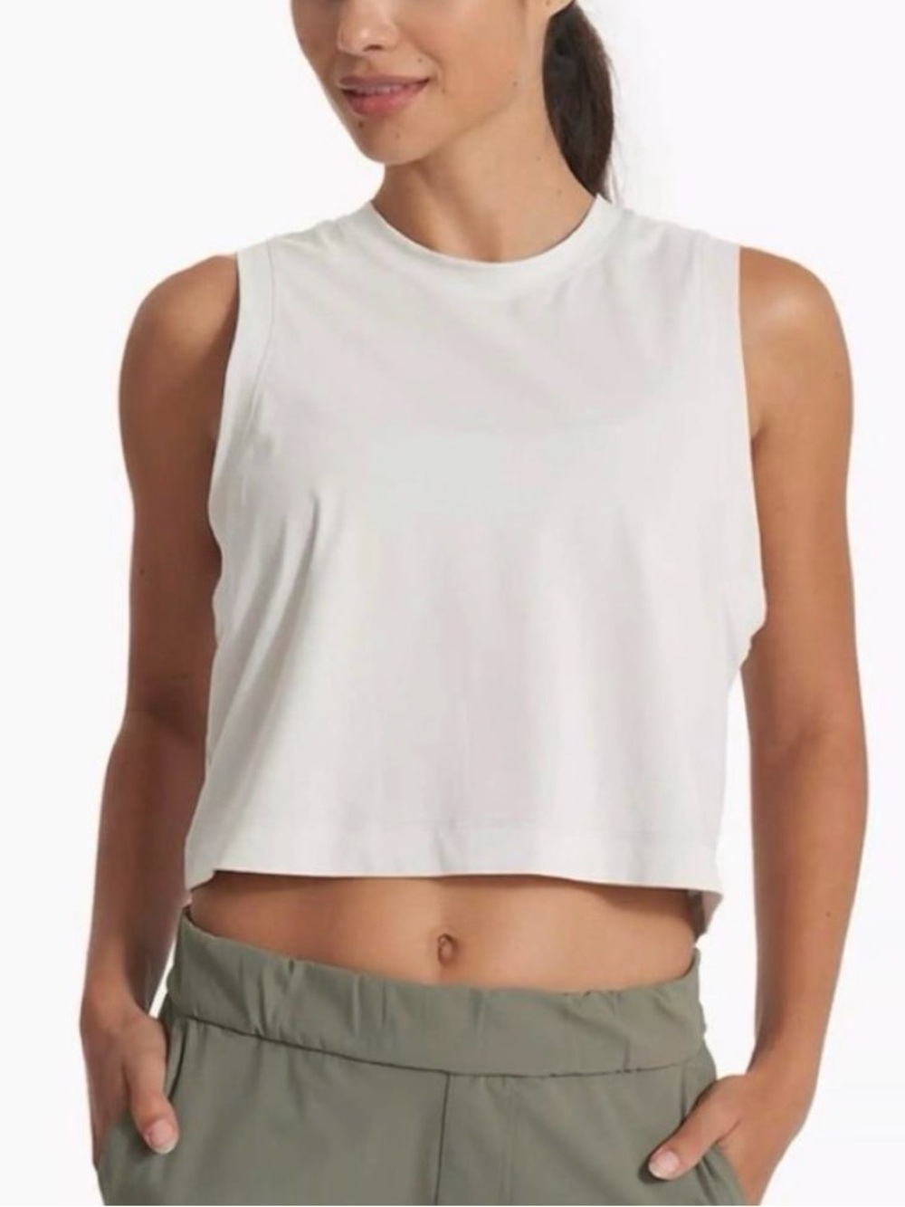 Vuori White Cropped Muscle Tank